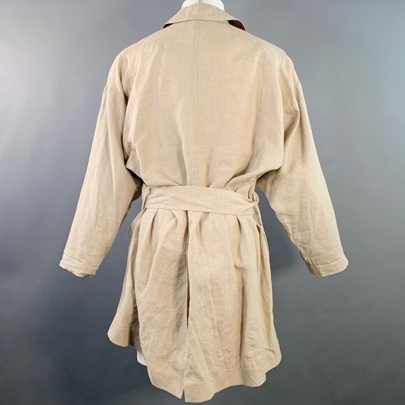 DIOR HOMME SS12 Size 34 Beige Linen Hidden Buttons Trenchcoat - Picture 4 of 10